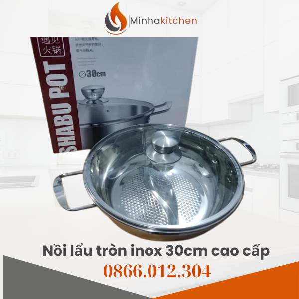 Nồi Lẩu Tròn 2 Ngăn Inox Cao Cấp Chuyên Dụng Nhà Hàng Lẩu Nướng