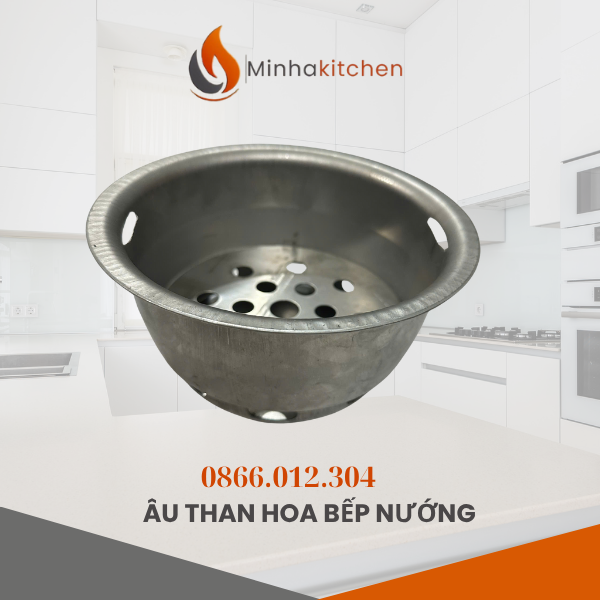 Âu đựng than inox bếp nướng than hoa âm bàn không khói cho nhà hàng BBQ
