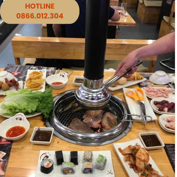 Lý do vì sao Bếp Nướng Than Hoa Âm Bàn Hút Khói Trên được các quán buffet ưa chuộng?