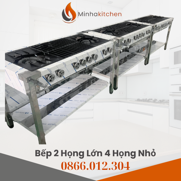 Bếp Á Công Nghiệp 4 Họng nhỏ 2 Họng to thích hợp cho nhà hàng, quán ăn