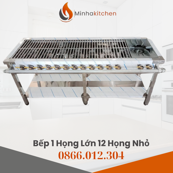 Giá bếp công nghiệp Hàn Quốc 1 họng lớn 12 họng nhỏ Hà Nội