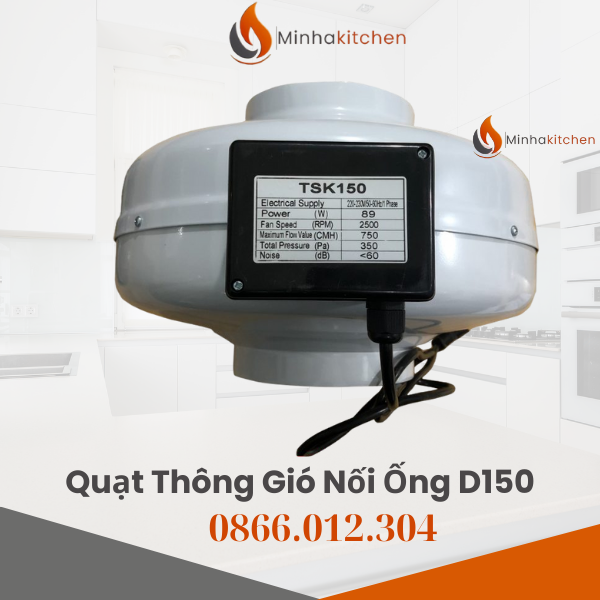 Giá bán quạt thông gió nối ống D150 uy tín, chất lượng Hồ Chí Minh