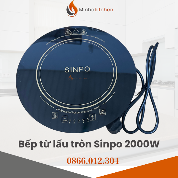 Bếp từ tròn âm bàn Sinpo 2000W chất lượng, bền bỉ