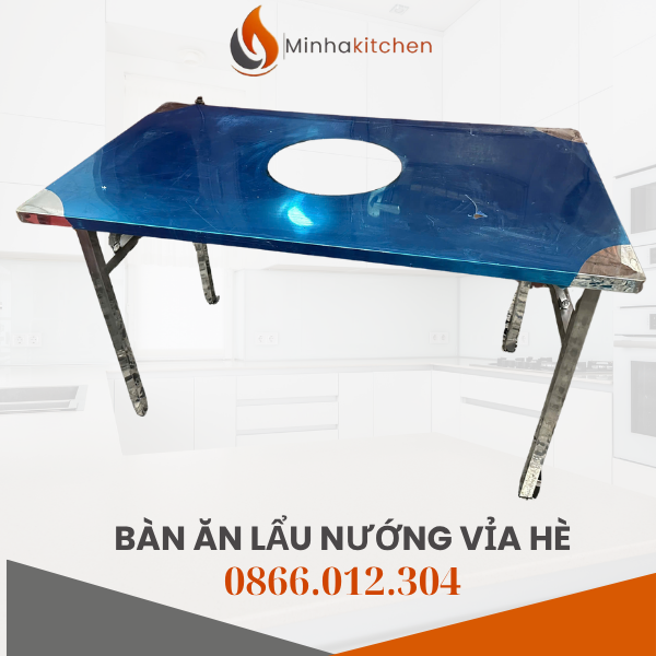 Bàn Ăn Lẩu Nướng Vỉa Hè Inox Gấp Gọn Tiện Dụng CHất Lượng