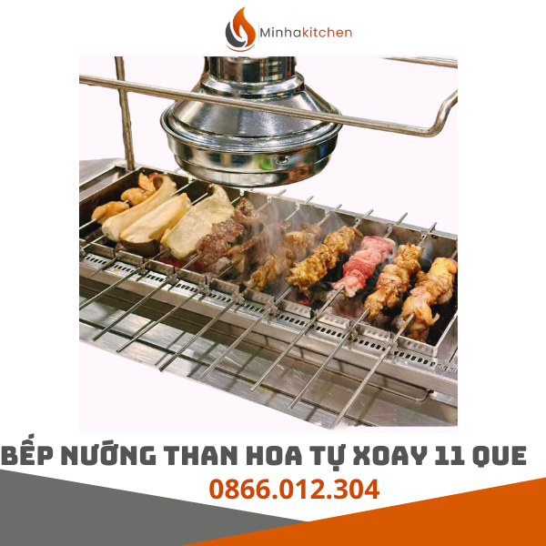 Chuyên Bán Bếp Nướng Than Hoa Tự Xoay 14 Xiên Âm Bàn Tại Hà Nội Giá Tốt