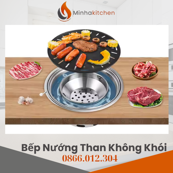 Bếp nướng than hoa không khói hút âm Hà Nội