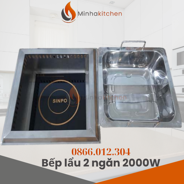 Giá bán Combo Bếp Lẩu Vuông 2 Ngăn Ăn Lẩu Âm Bàn mới nhất 2025