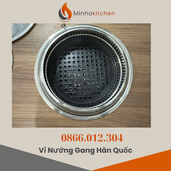 Vỉ Nướng Chống Dính Hàn Quốc Bằng Gang - Vỉ Nướng Than Hoa Chất Lượng