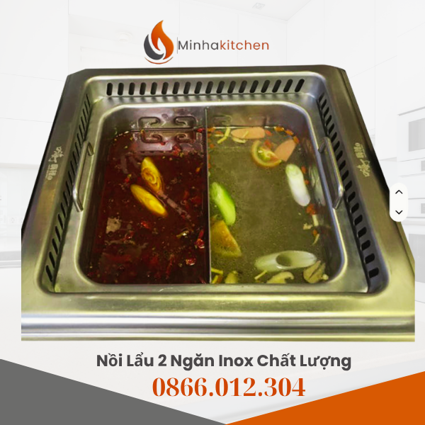 Mua Bộ Bếp Lẩu 2 Ngăn Âm Bàn Kèm Nắp Đậy Giá Tốt