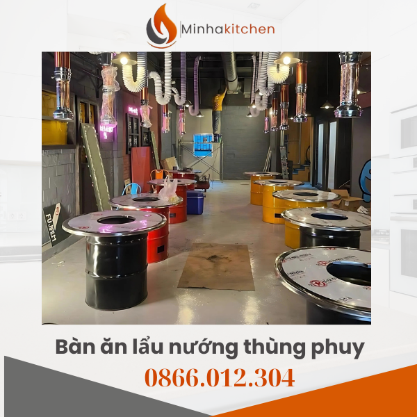 Bàn Ăn Lẩu Nướng Thùng Phuy Inox – Lựa Chọn Cho Nhà Hàng BBQ