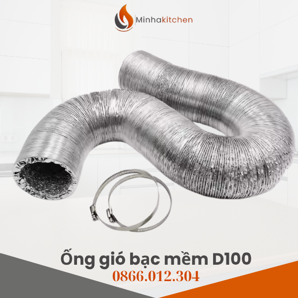 Loại ống gió bạc mềm thích hợp với quạt hút mùi