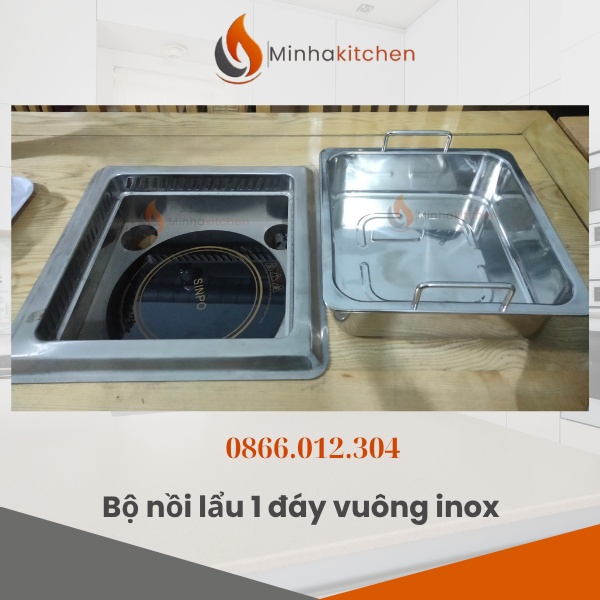Gợi ý combo bếp từ và nồi lẩu inox 1 đáy vuông cho quán lẩu
