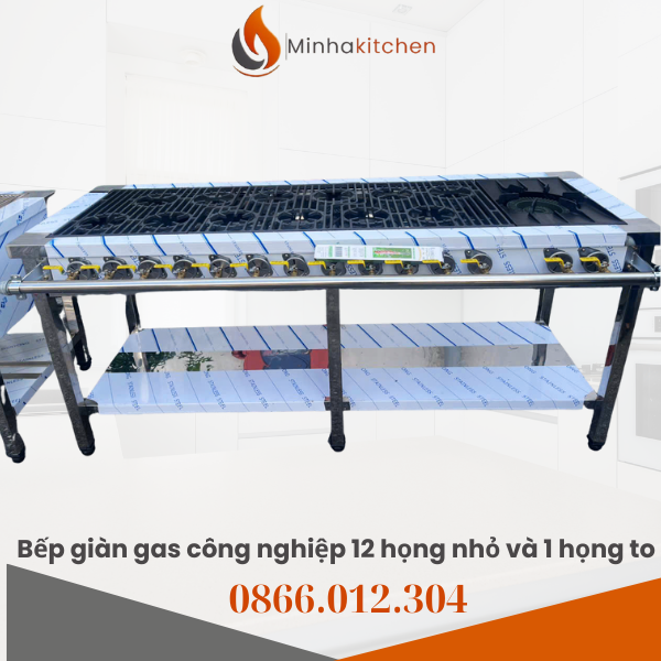 BẾP GAS CÔNG NGHIỆP 1 HỌNG TO + 12 HỌNG NHỎ – GIẢI PHÁP CHO BẾP NHÀ HÀNG