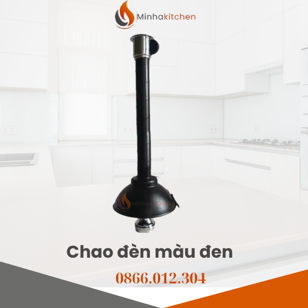 Ống hút mùi bếp nướng với chao đèn màu đen