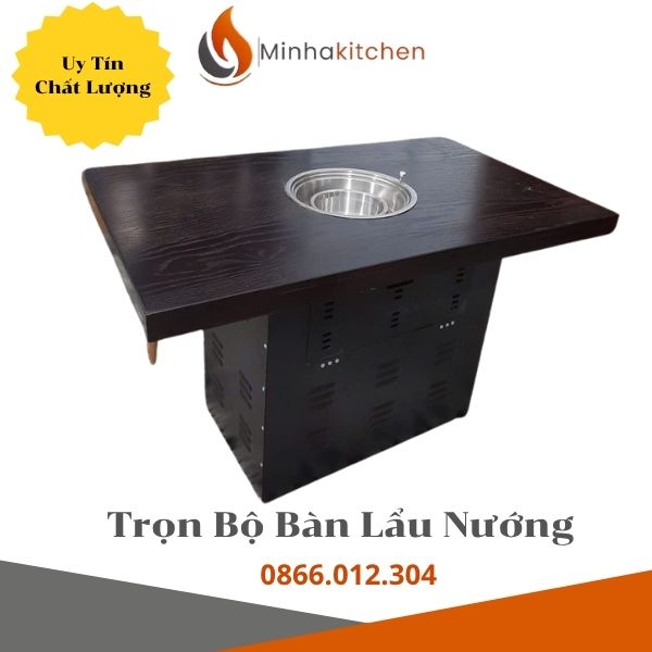 Trọn bộ chân bàn và mặt bàn cho bếp lẩu nướng trong nhà hàng
