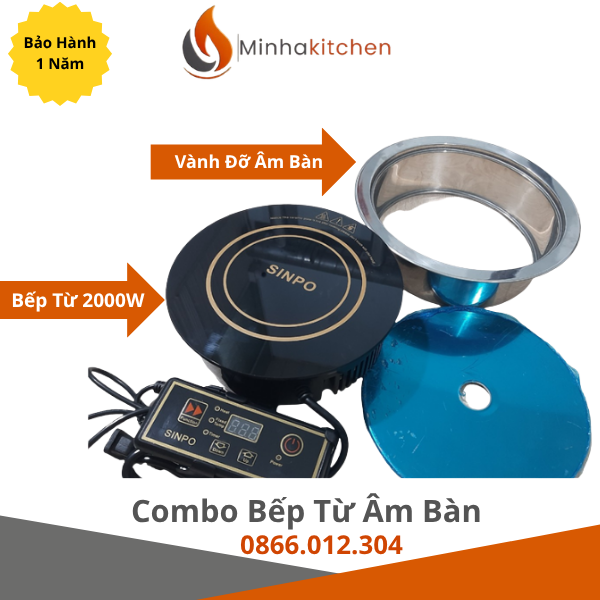 Combo bếp từ và vành đỡ âm bàn minh họa