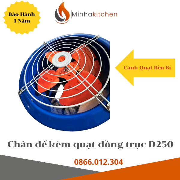 Quạt hút di động D250 kèm chân đế, phù hợp quán nướng