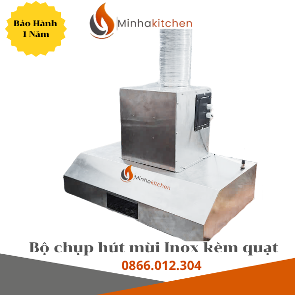 Bộ tum hút mùi inox 750mm kèm quạt cho nhà hàng nhỏ