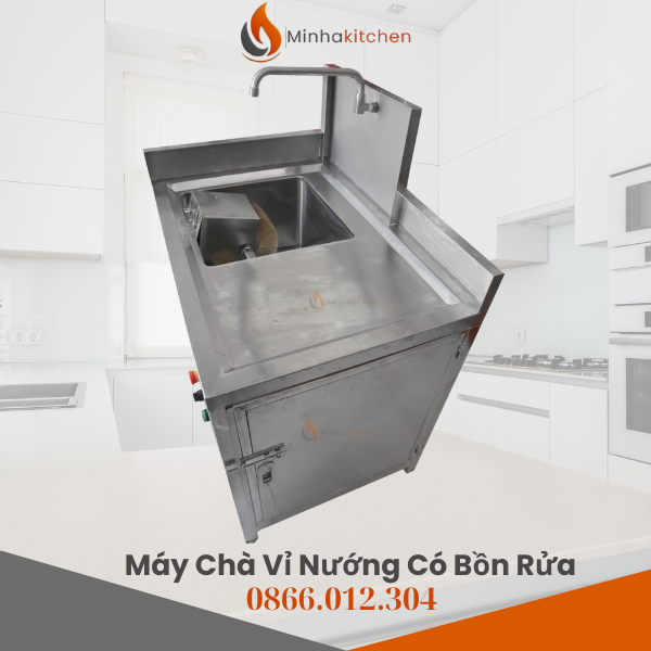 Máy rửa vỉ nướng cho chuỗi nhà hàng tích hợp chậu