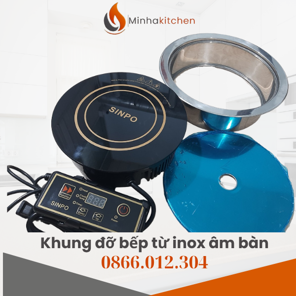 Khung đỡ bếp từ inox âm bàn lắp cho nhà hàng
