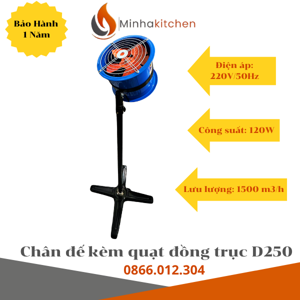 Quạt hút khói bếp nướng D250 đặt ngoài trời