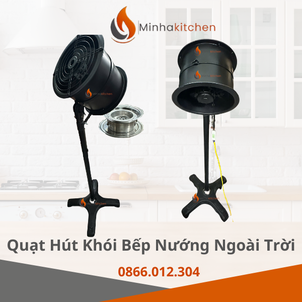 Quạt hút khói di động chân đỡ cho bếp nướng ngoài trời
