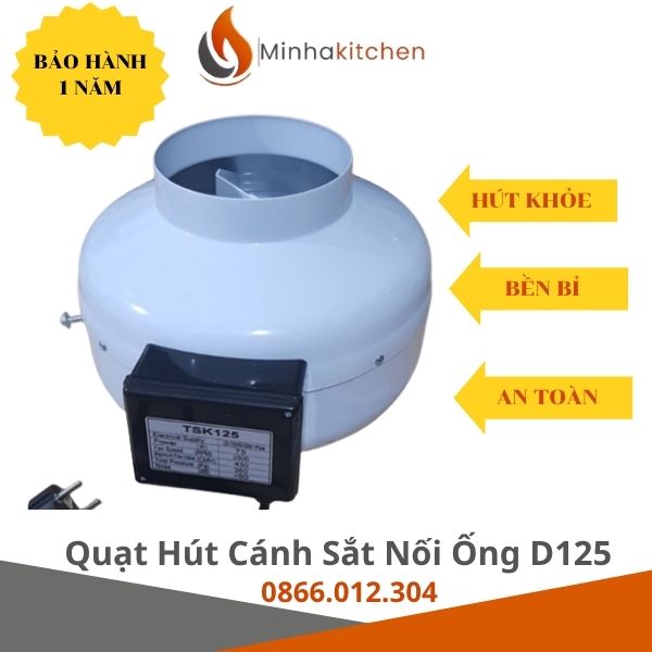 Quạt nối ống D125 cho quán nướng hút mùi