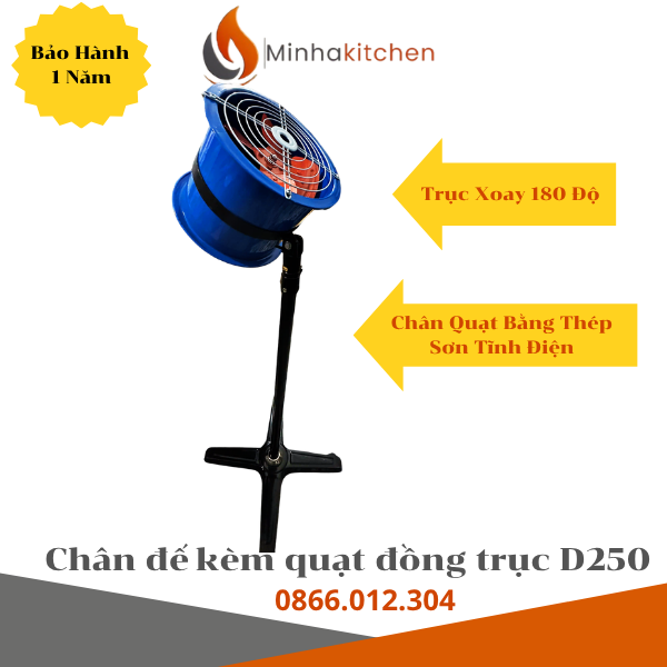 Quạt hút khói D250 kèm chân đế thép sơn tĩnh điện