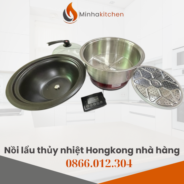 Các bộ phận nồi lẩu hơi gồm nắp kính và khay inox
